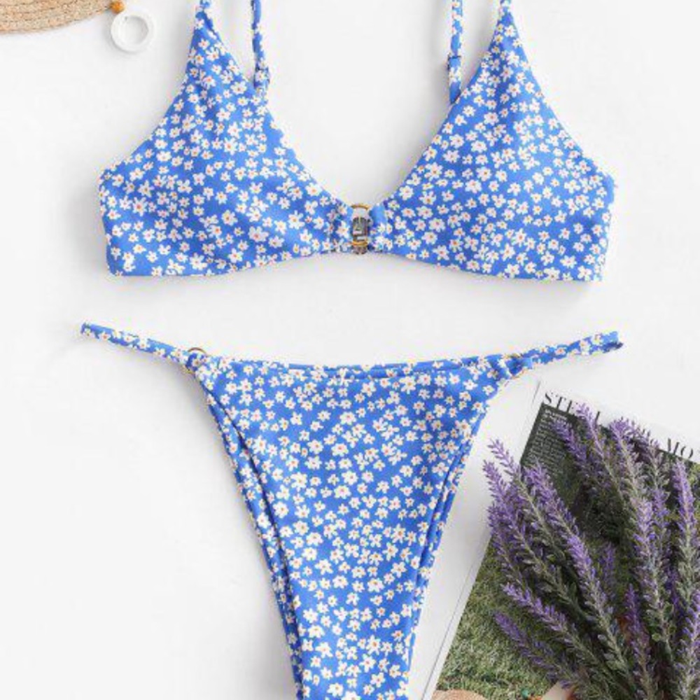 New zaful bikini blue floral orange s